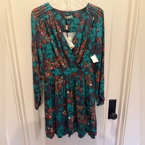 Floral Teal and Red Women's Dress